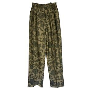 Bernard Zins Paris Vintage Floral Wool Lined Trousers Green Women's Size 2P